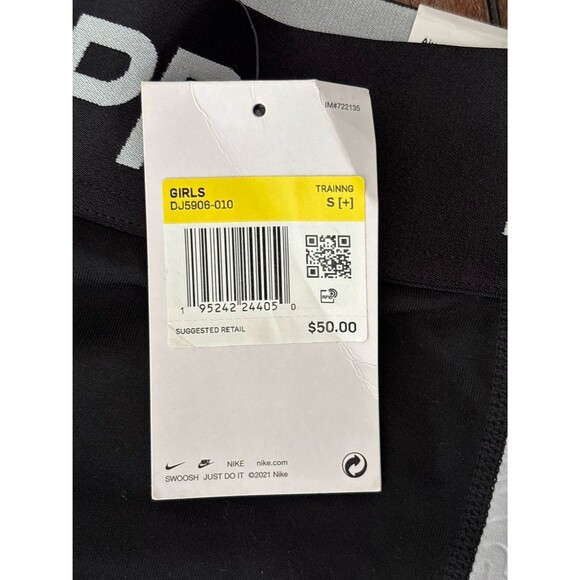 NIKE Pro Dri-Fit Girls Black Gray Mid-Rise Crop Legging Tight Fit Size S + NEW - Picture 8 of 10